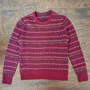 Banana Republic Men's Vintage Fair Isle Crewneck Sweater -Burgundy, Size M